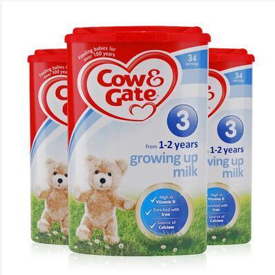 [三罐装包邮] 保税区直发 英国Cow Gate牛栏婴幼儿配方奶粉3段(1-2周岁) 900g